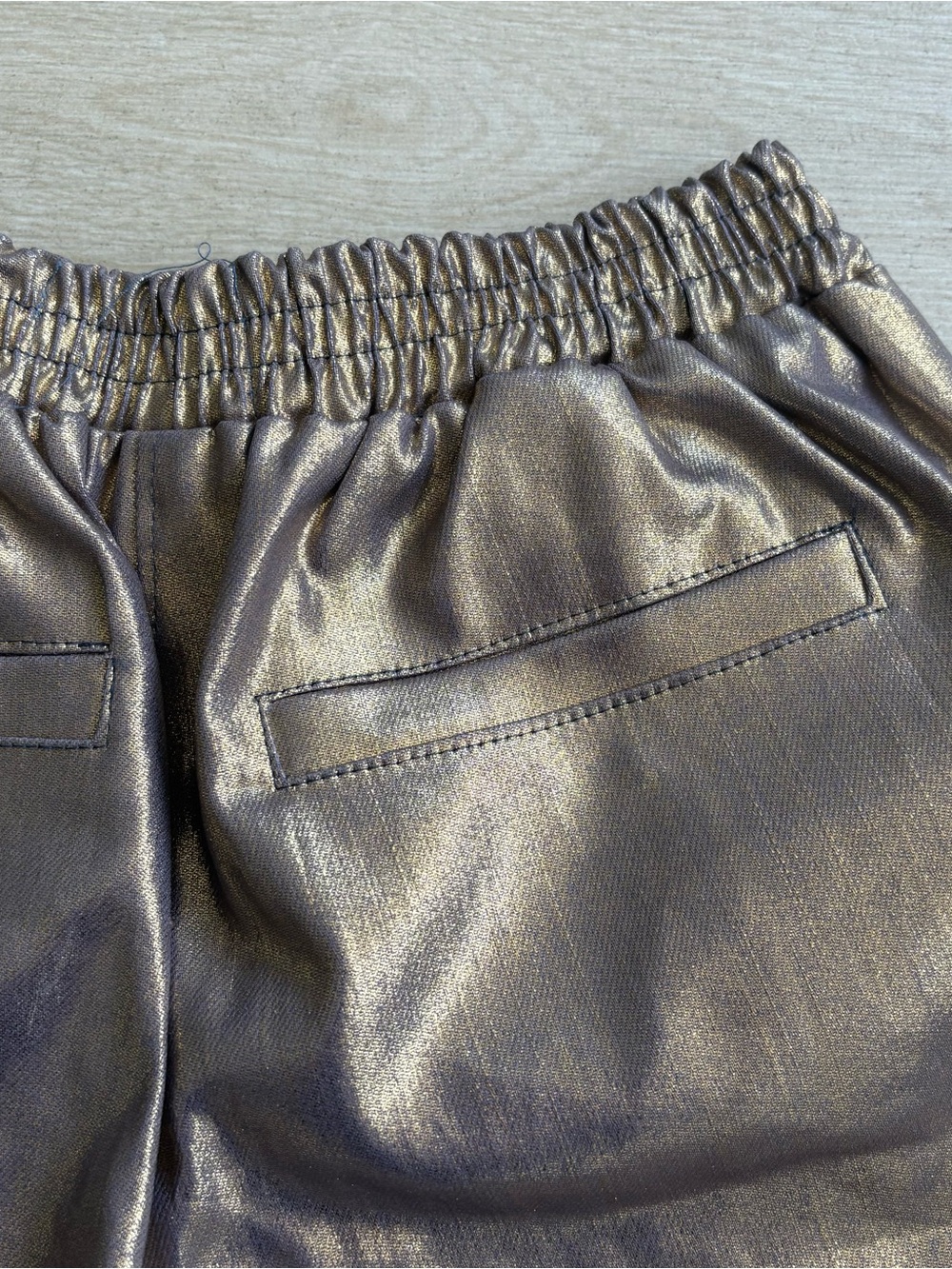 Metallic Bronze Womens Shorts with Elastic Waist - Picture 6 of 6